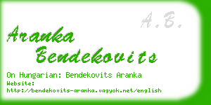 aranka bendekovits business card